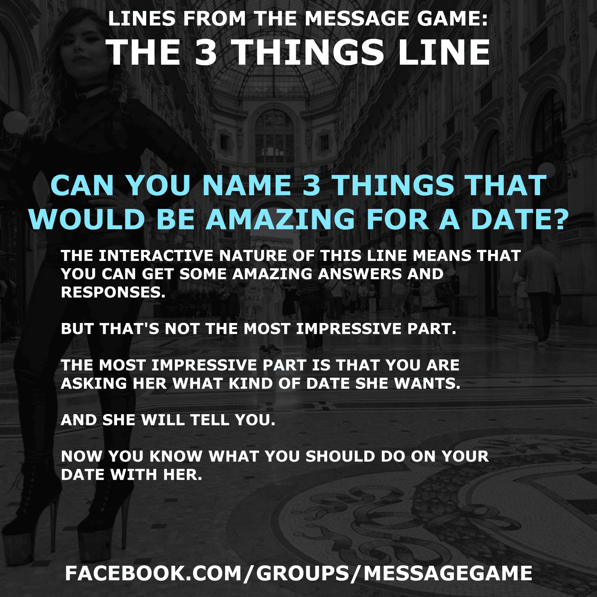 Tinder Lines The 3 Things Line The Message Game Book Ice White Can you name 3 things that would be amazing for a date