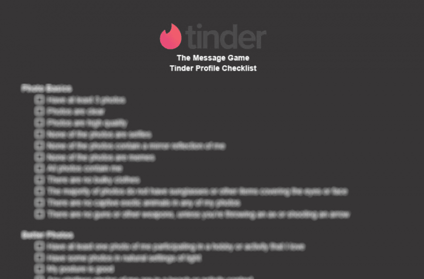  Tinder Profile Checklist