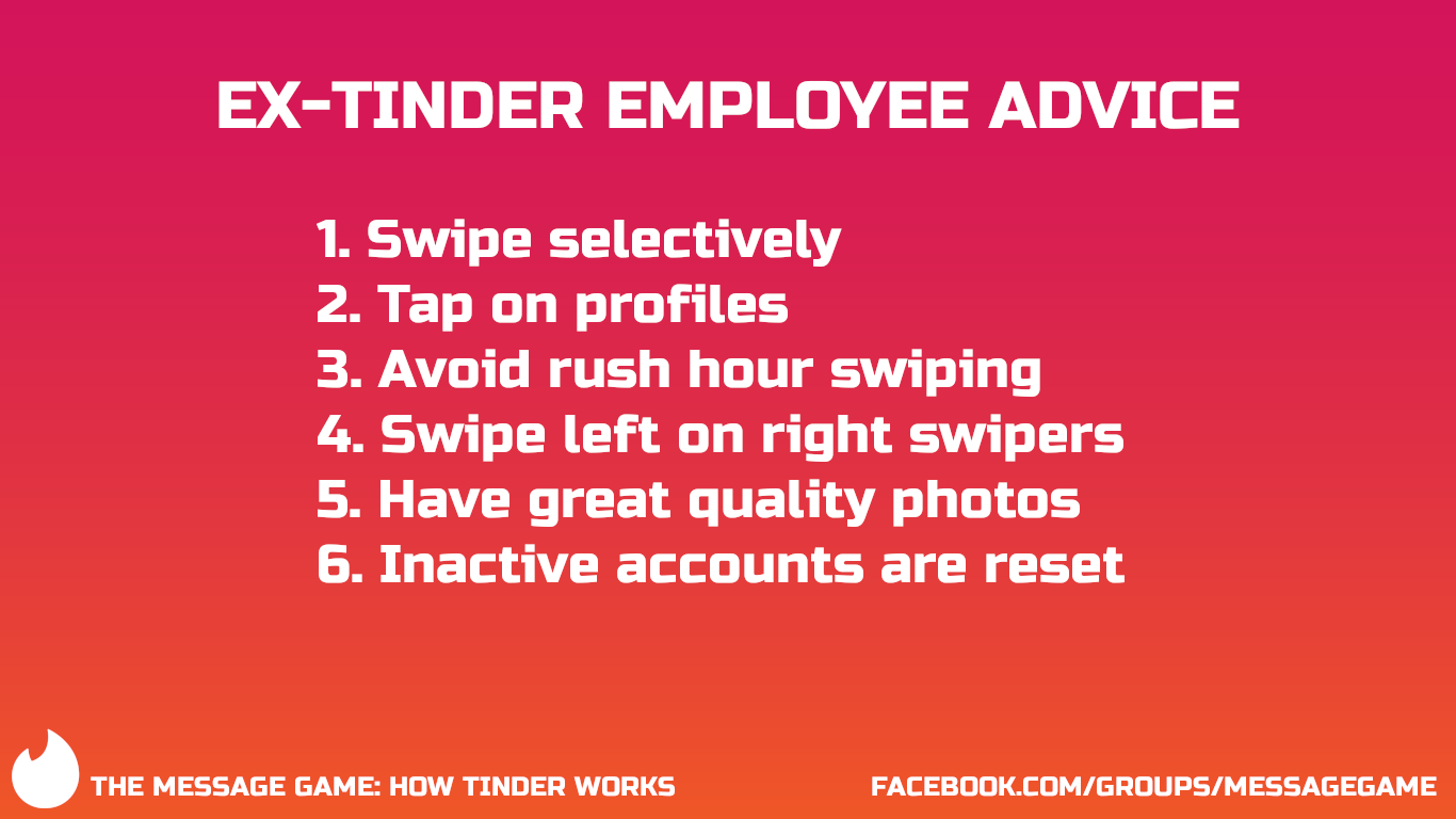 Tinder Employee Advice Online Dating Advice Tinder Reset Account Tinder Rush Hour Swiping