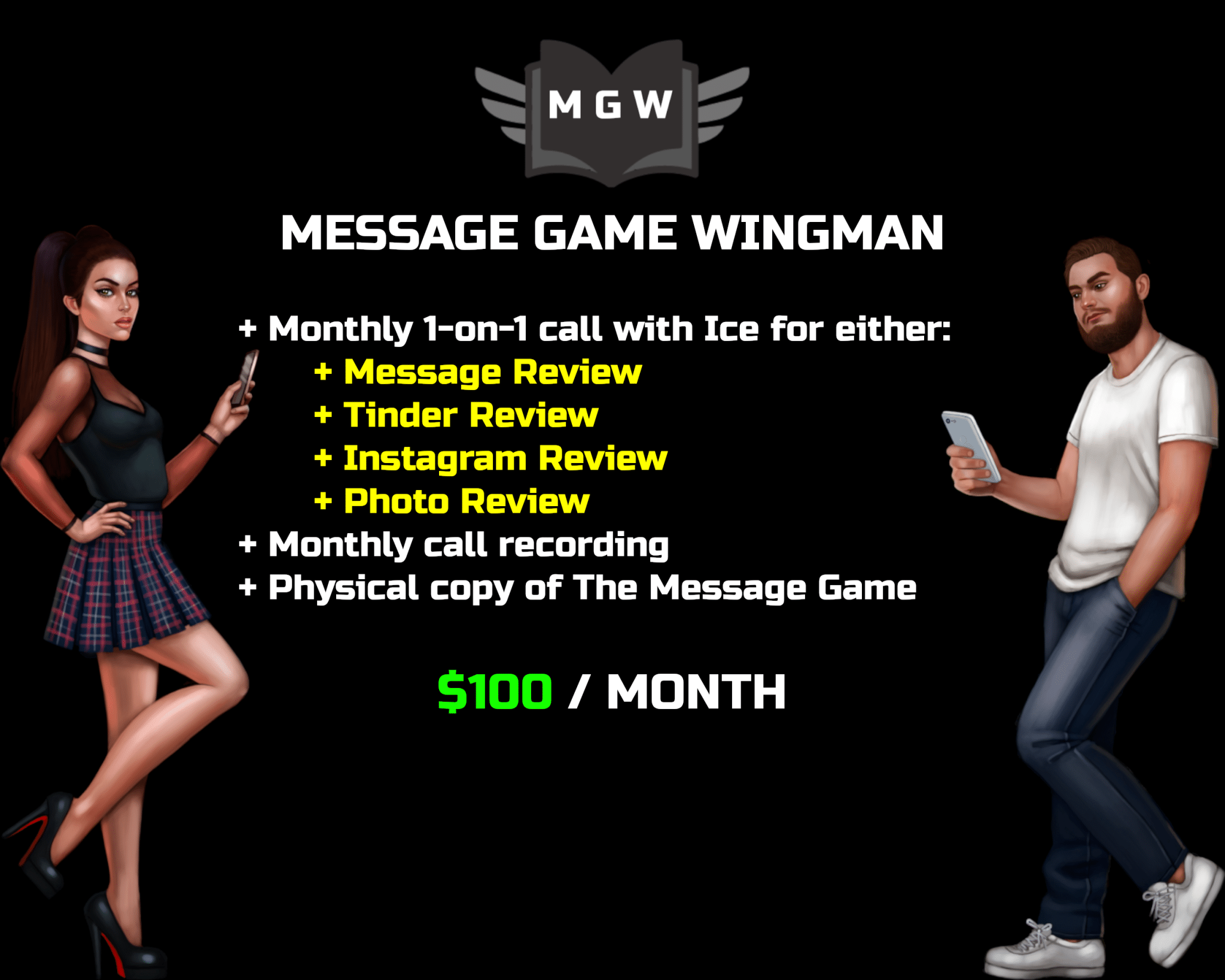 Message Game Wingman Ice White MGAI Tinder Review Profile Review Instagram Review Photo Review Message Game Review