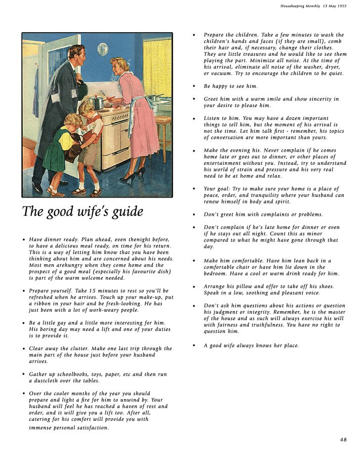 Good Wife's Guide Good Wives Guide 1955 Housekeeping Weekly Monthly Advertising Archives