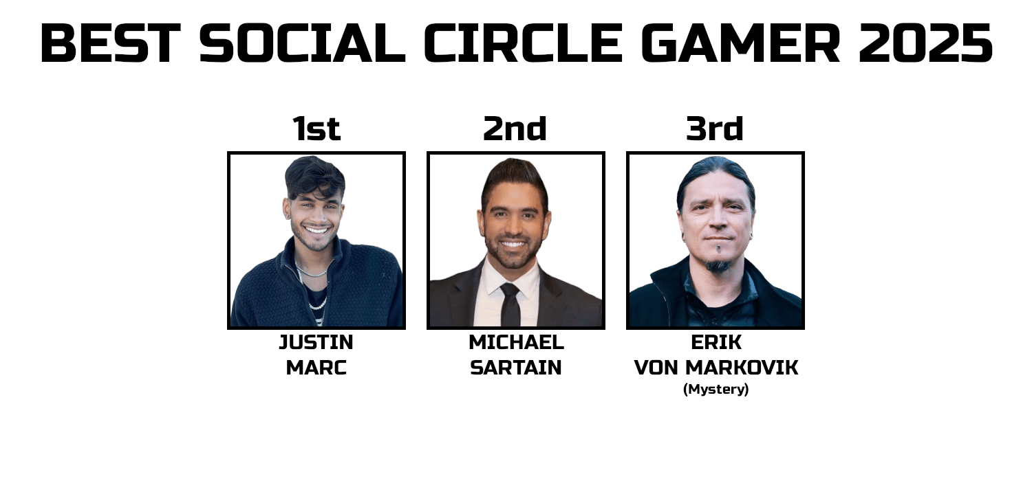 Best Social Circle Gamer 2025 Social Circle Game Justin Marc PUA Michael Sartain Men Of Action Whatever Podcast Rollo Tomassi Erik Von Markovik Mystery Method